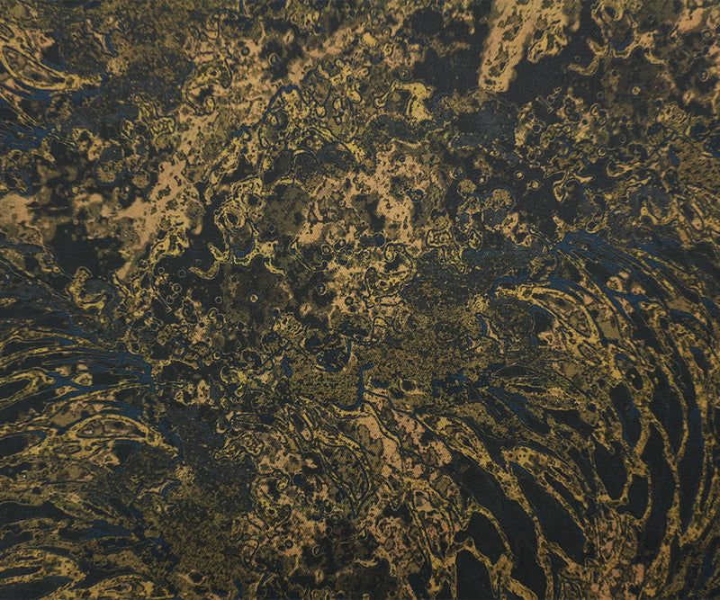 Green-Multi 11 oz. Marble Printed Cotton Blend Denim Twill Fabric