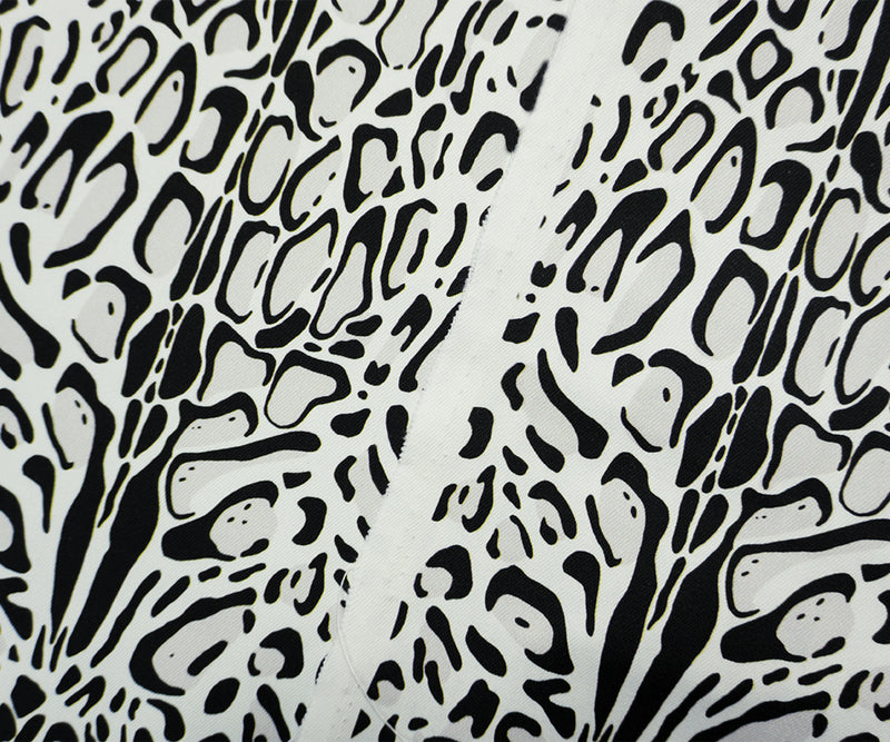 Black-Multi 11.5 oz. Leopard Printed Cotton Blend Denim Fabric