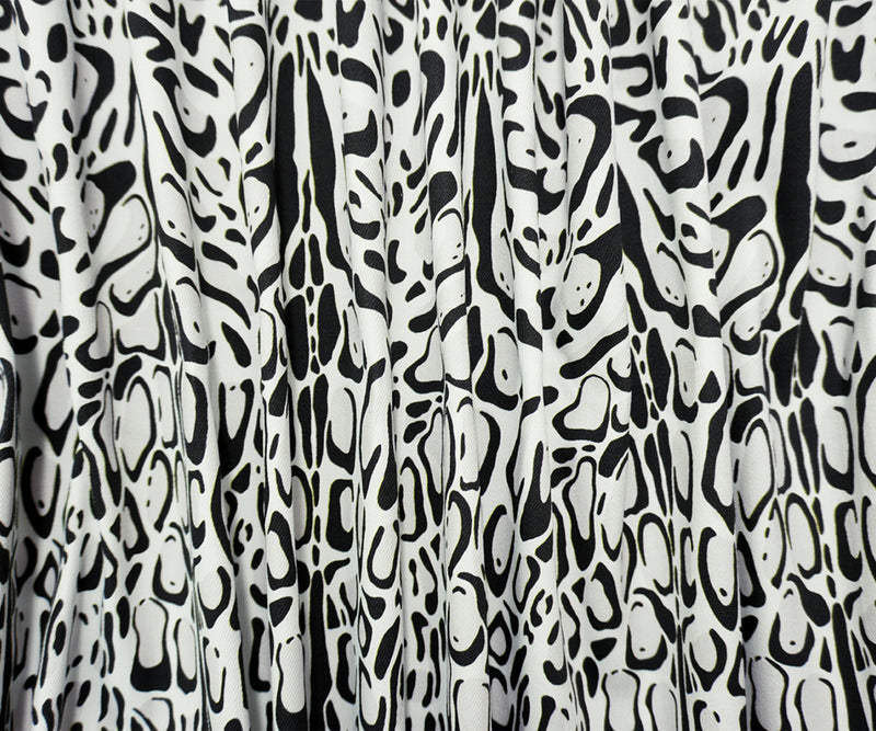 Black-Multi 11.5 oz. Leopard Printed Cotton Blend Denim Fabric