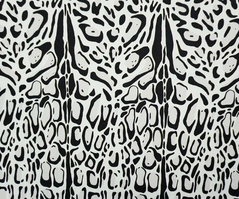 Black-Multi 11.5 oz. Leopard Printed Cotton Blend Denim Fabric