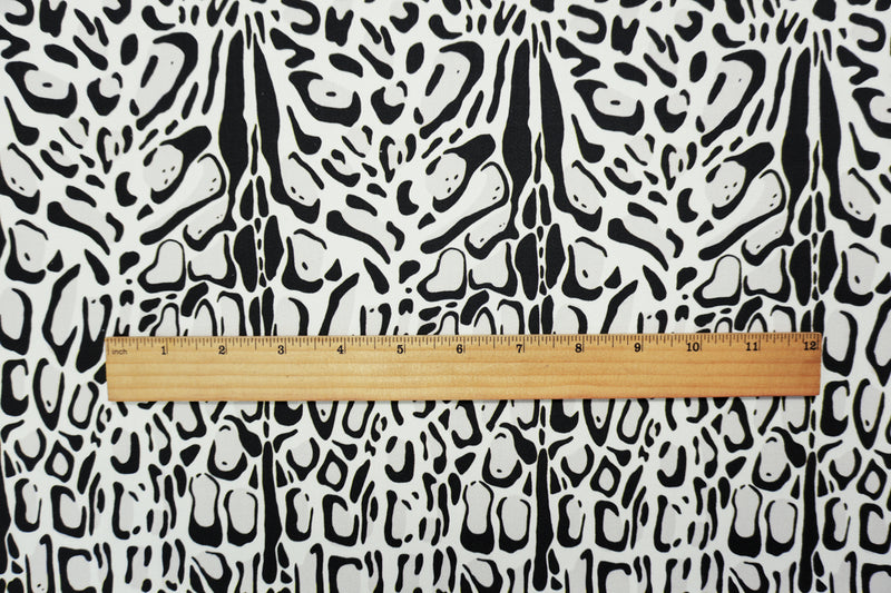 Black-Multi 11.5 oz. Leopard Printed Cotton Blend Denim Fabric