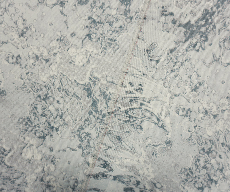 Gray-Multi 11.5 oz. Abstract Printed Cotton Blend Denim Fabric