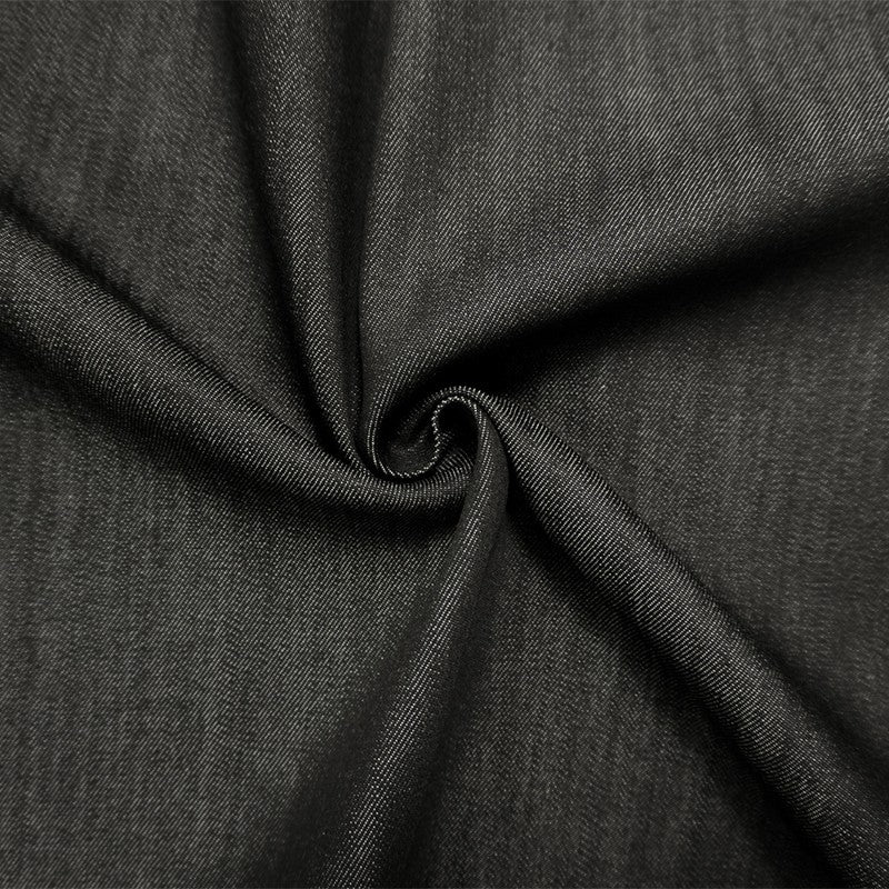 Deep Black 11 oz. Viscose Blend Stretch Denim Twill Woven Fabric