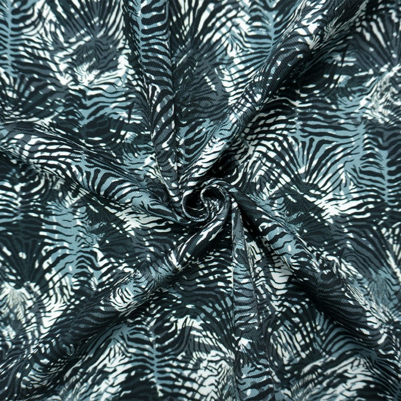 Black-Multi 9 oz. Cotton Blend Abstract Print Twill Denim Fabric