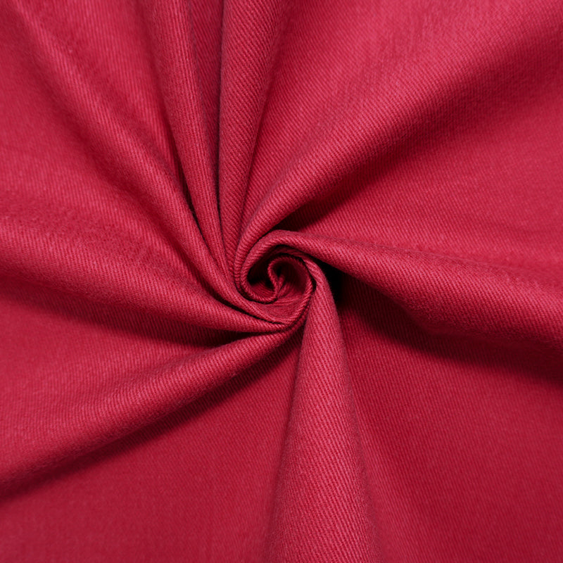 Red 10 oz. Cotton Brushed Face Bull Denim Woven Fabric