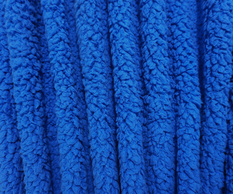 Blue Poly Blend Texture Bonded Sherpa Fleece Knit Fabric