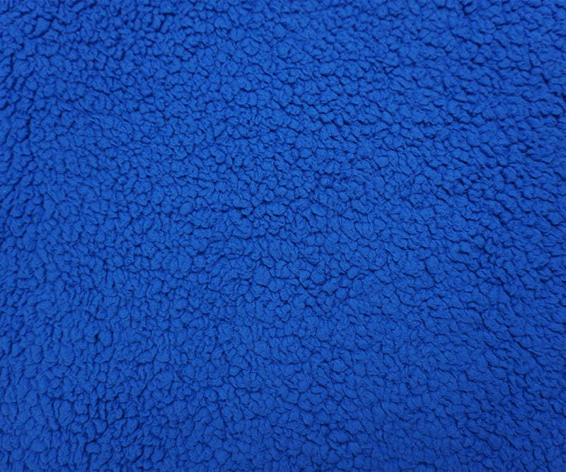 Blue Poly Blend Texture Bonded Sherpa Fleece Knit Fabric