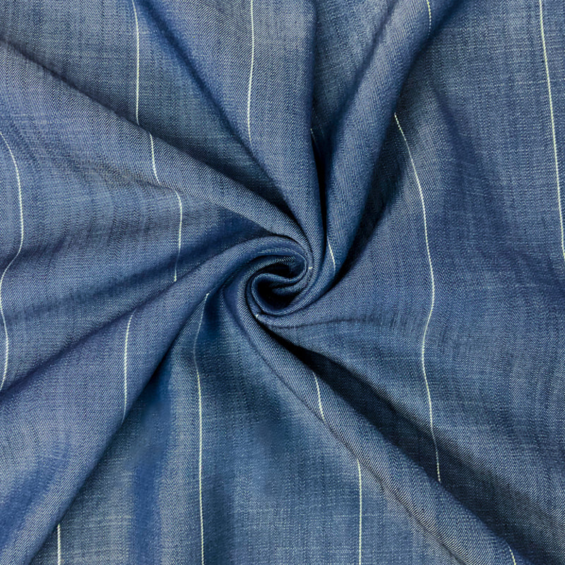 Blue Famous Maker 5 oz. Cotton-Rayon Stripe Twill Chambray Fabric