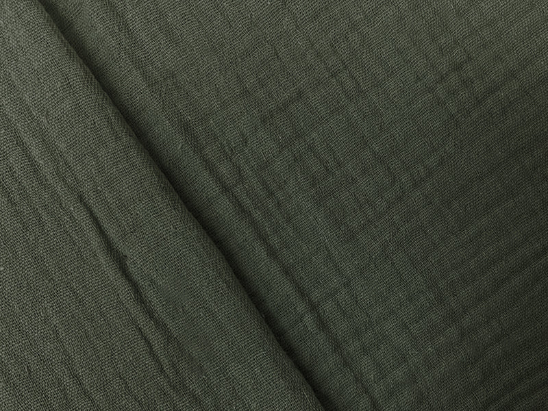 Olive Green Cotton Solid Double Gauze Reorderable Woven Fabric