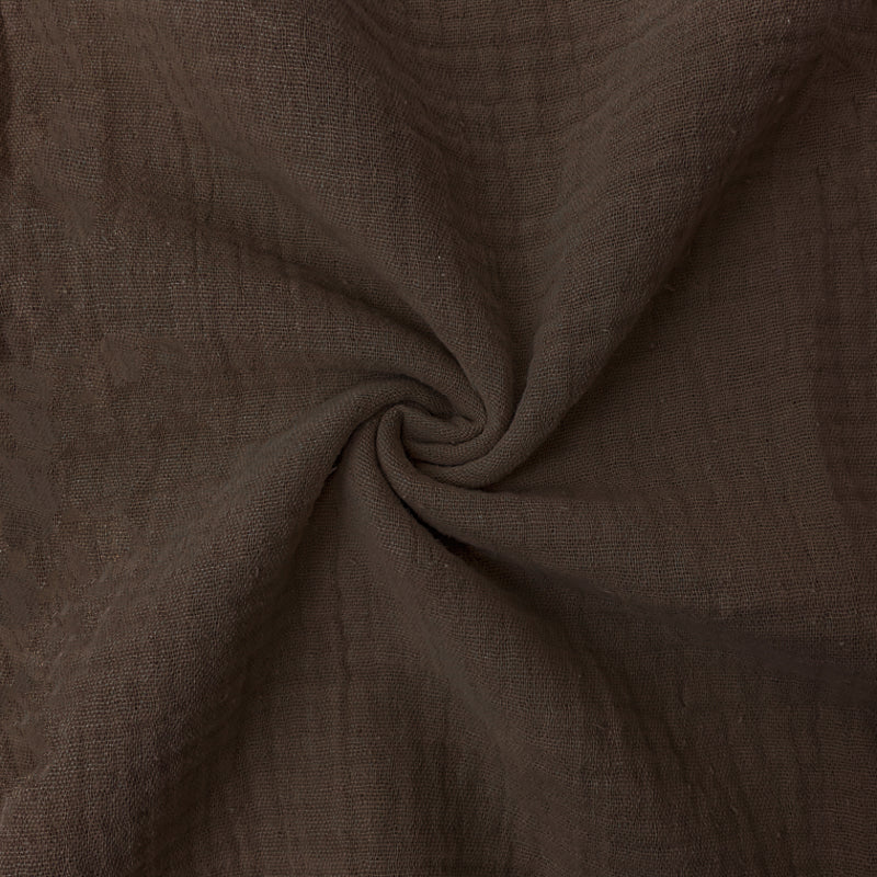Brown Cotton Solid Double Gauze Reorderable Woven Fabric