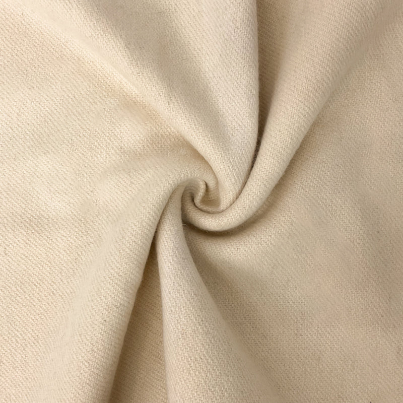 Beige Wool Solid Single Side Brushed Twill Coating Woven Fabric