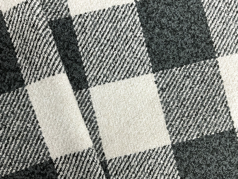 Gray Poly Check Twill Woven Fabric