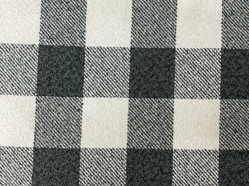 Gray Poly Check Twill Woven Fabric