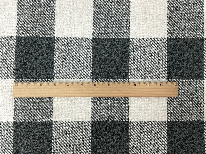 Gray Poly Check Twill Woven Fabric