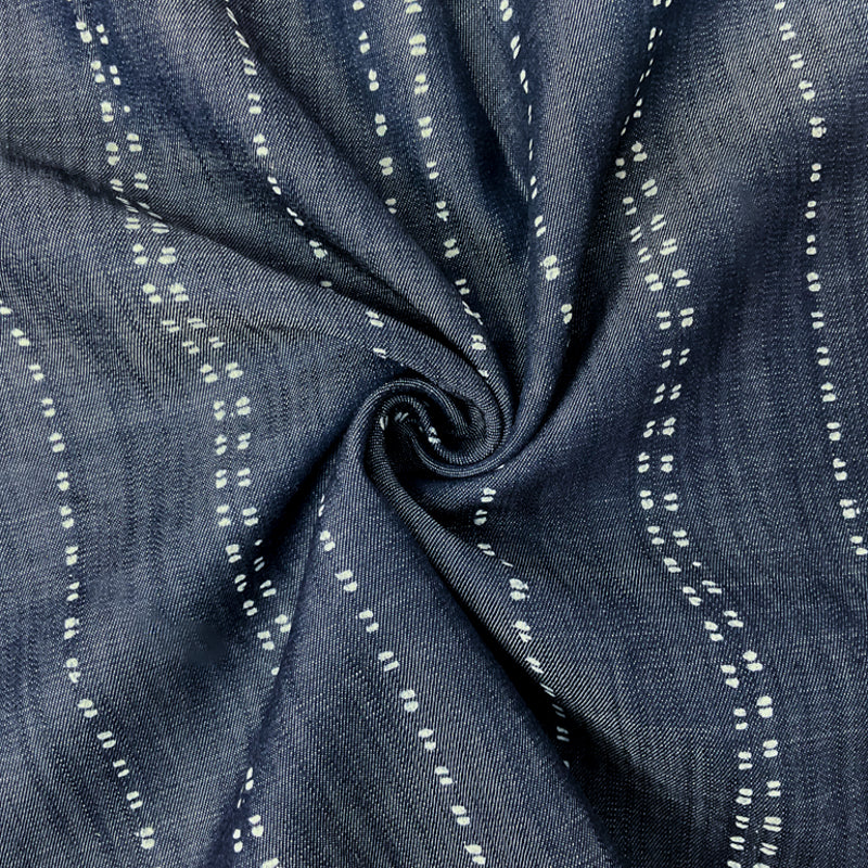 Blue Famous Maker 5 oz Cotton Rayon Shibori Twill Chambray Fabric