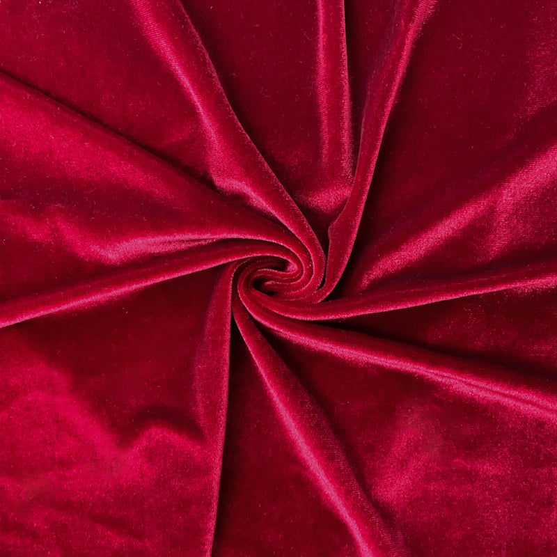 Red Poly Spandex Stretch Solid Velvet Knit Fabric