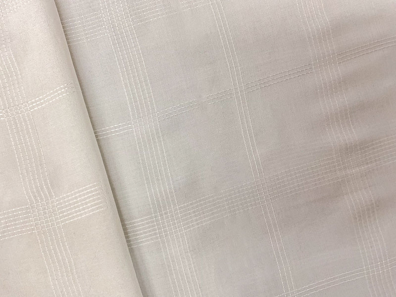 White Famous Maker Cotton Check-Plaid Embroidered Batiste Fabric