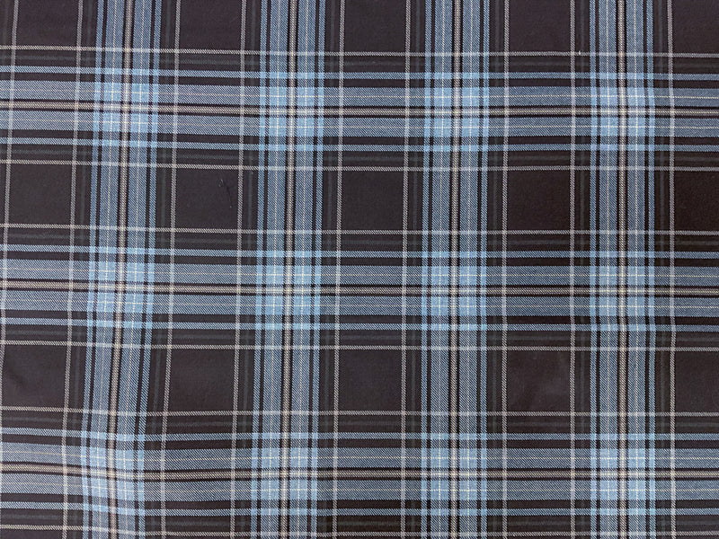 Blue Wool-Poly Paid Twill Woven Suiting Fabric