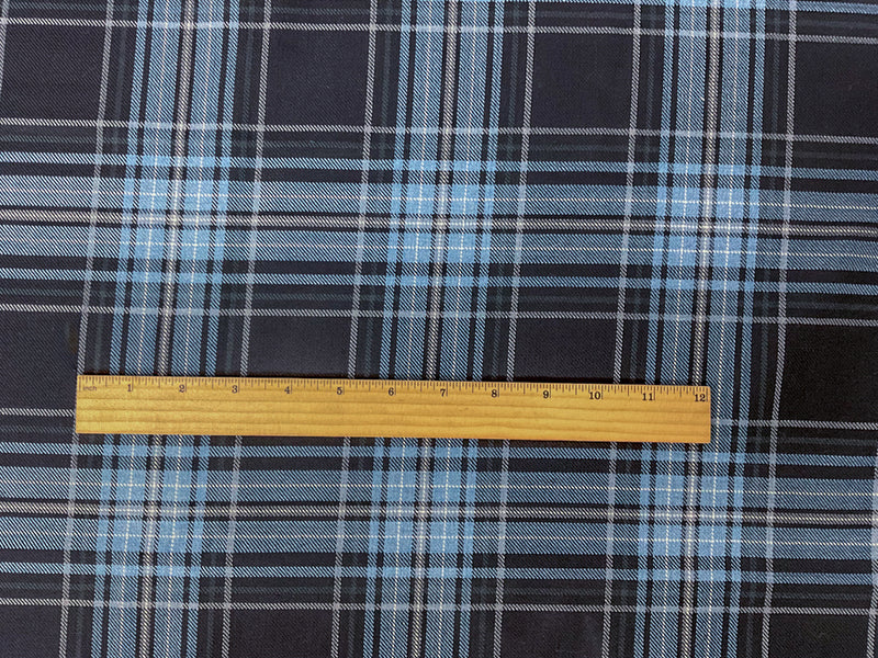 Blue Wool-Poly Paid Twill Woven Suiting Fabric
