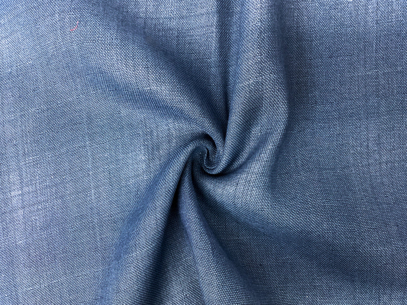 Blue Cotton-Linen Famous Maker Plaid Double Gauze Woven Fabric