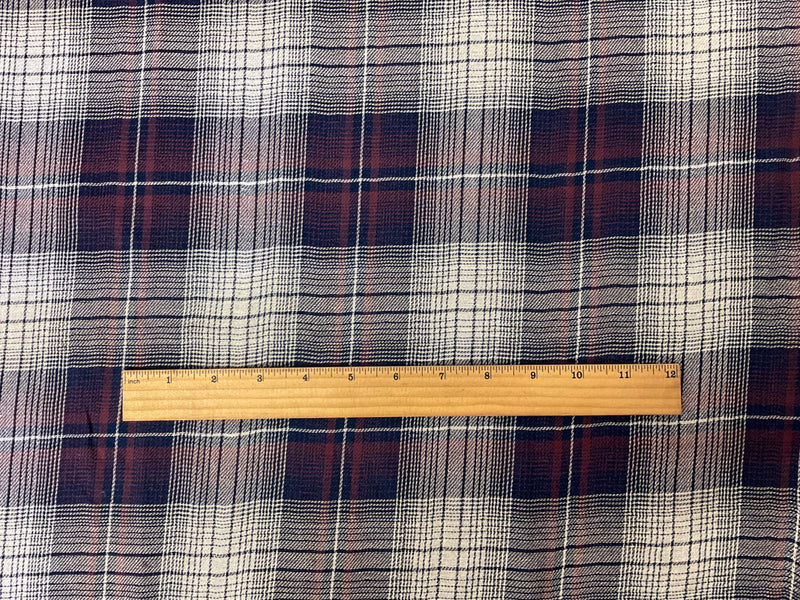 Blue Cotton-Linen Famous Maker Plaid Double Gauze Woven Fabric