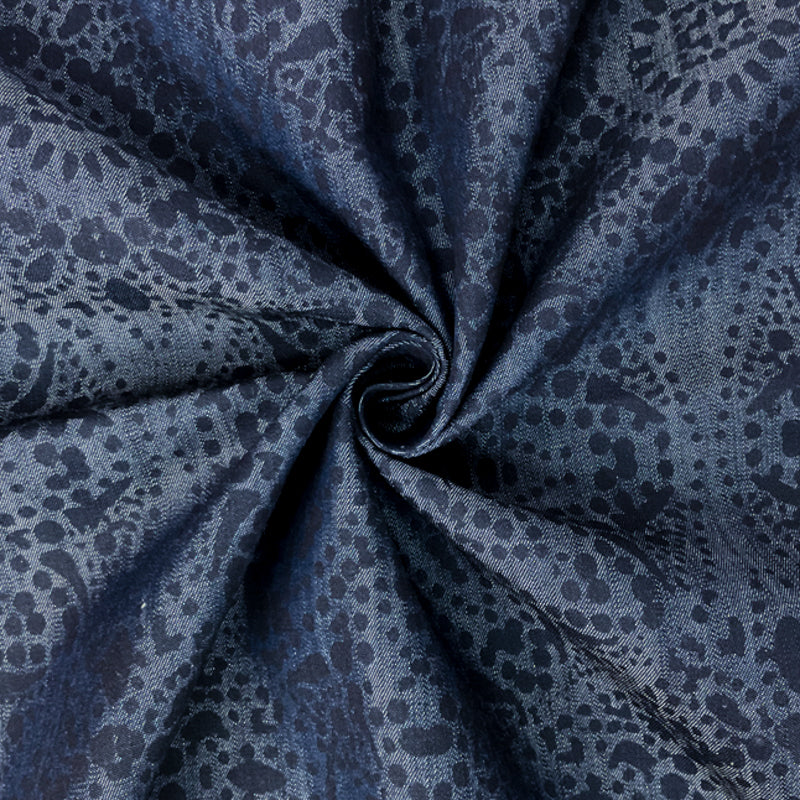 Blue Cotton Rayon Famous Maker Medallion Twill Denim Woven Fabric
