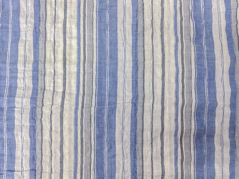 Blue Famous Maker Cotton Stripe Crinkled Woven Fabric