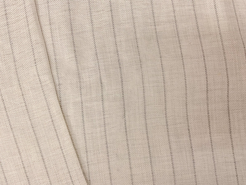 Ivory-Gray Famous Maker Cotton Stripe Twill Woven Fabric
