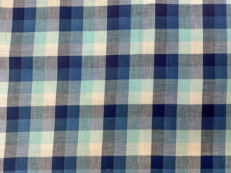 Blue Famous Maker Linen Paid Twill Woven Fabric