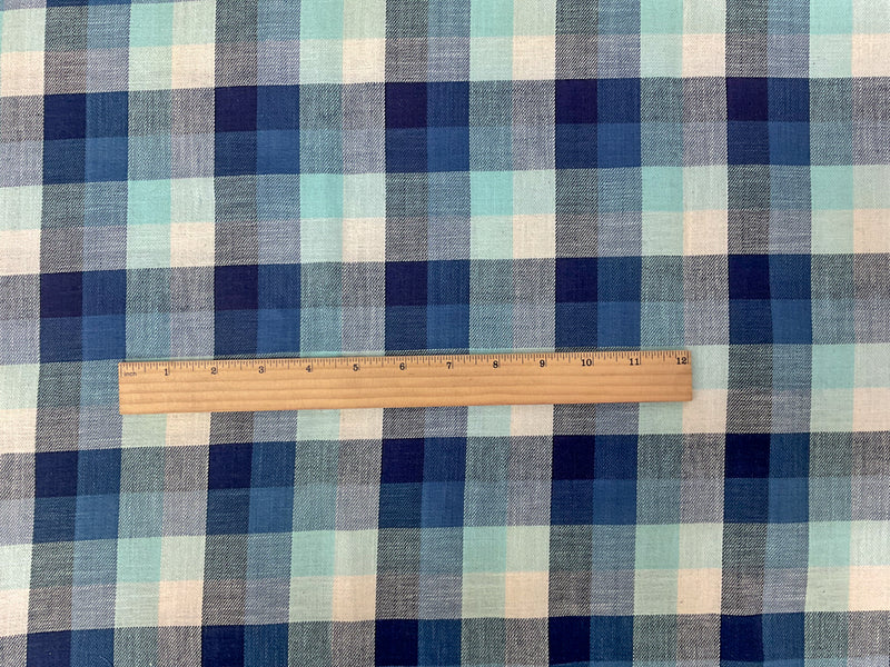 Blue Famous Maker Linen Paid Twill Woven Fabric