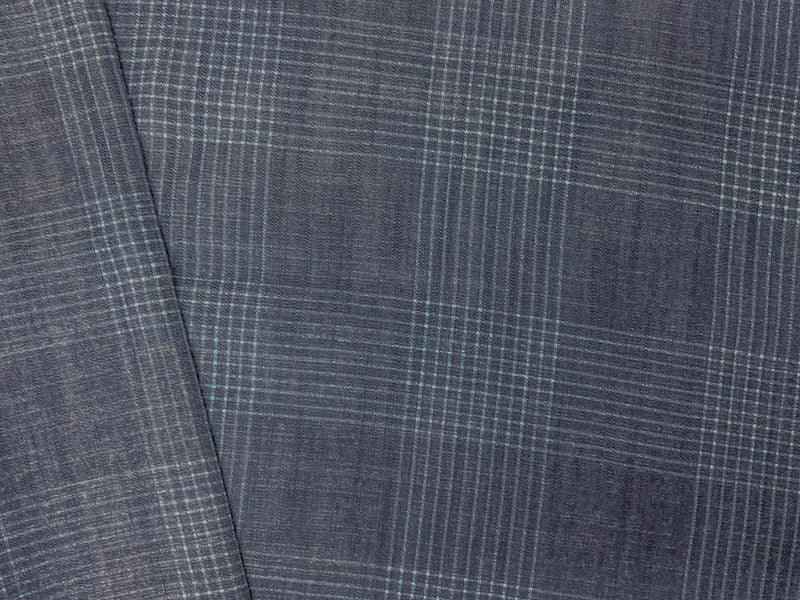 Blue Famous Maker 5 oz. Cotton Rayon Plaid Twill Chambray Fabric