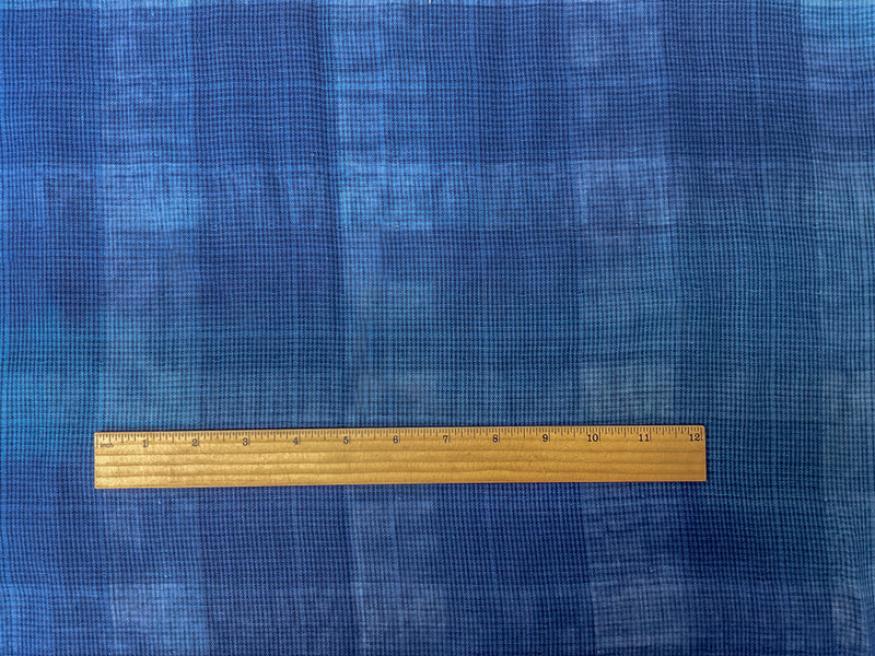 Blue Famous Maker Cotton Check Plaid-Stripe Double Gauze Woven Fabric