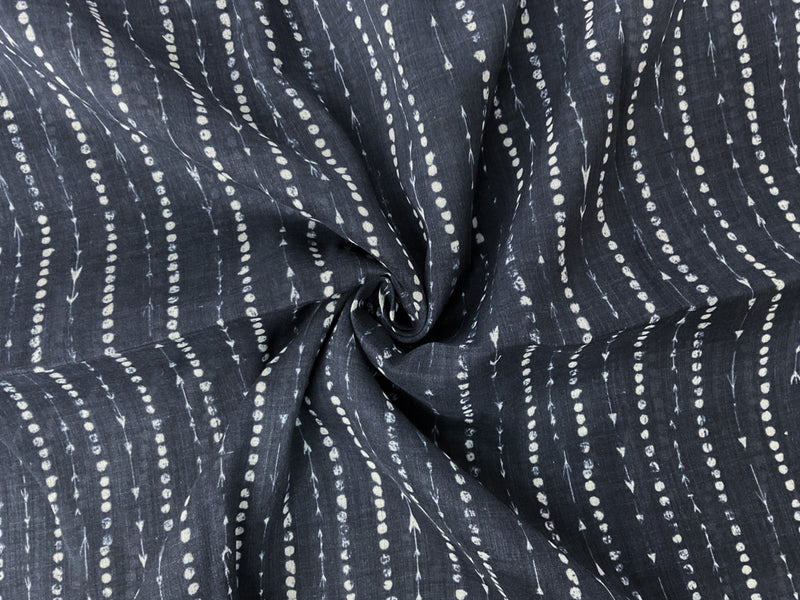 Blue Famous Maker Cotton Tie Dye Stripe Printed Voile Woven Fabric