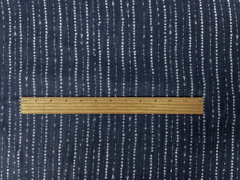 Blue Famous Maker Cotton Tie Dye Stripe Printed Voile Woven Fabric