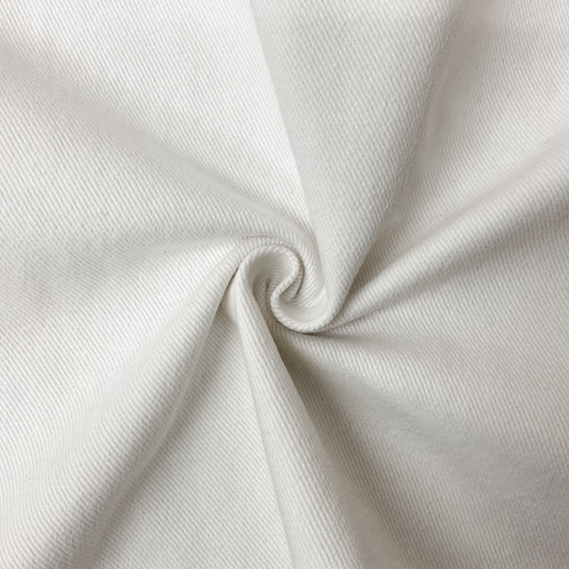 Cream White 11 oz. Cotton Brushed Face Bull Denim Woven Fabric