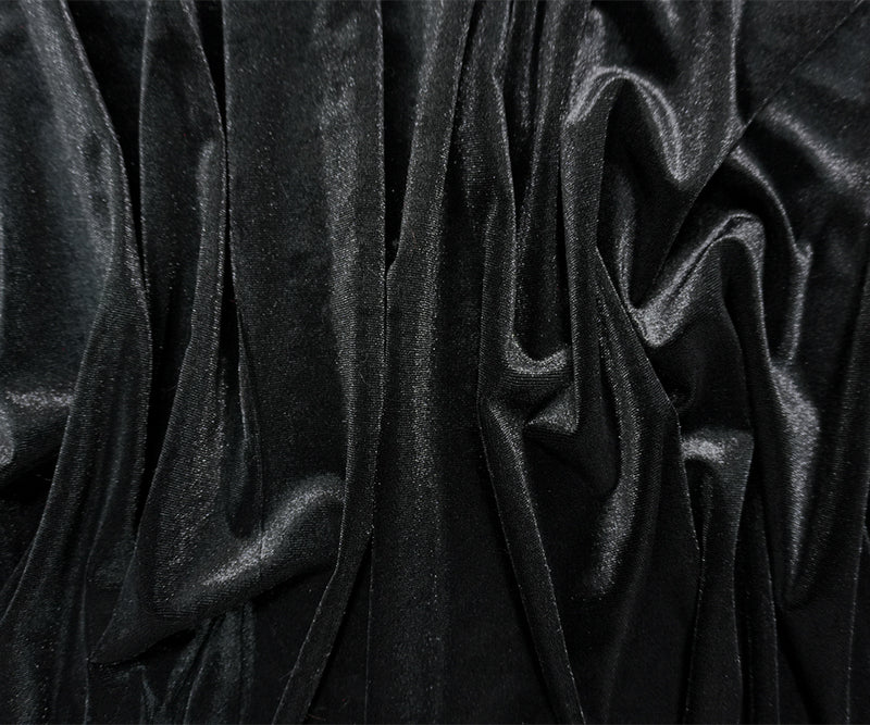 Black Poly Spandex Stretch Velvet Knit Fabric
