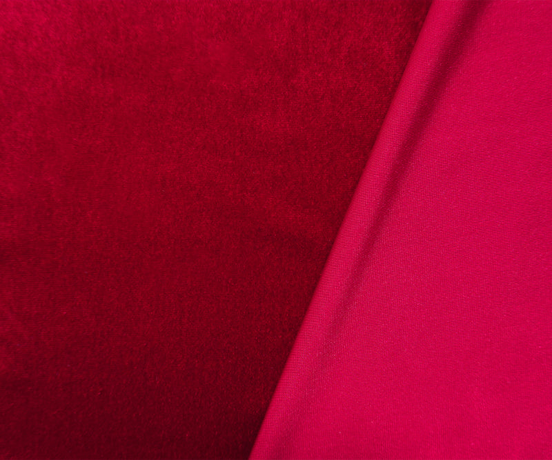 Red Recycled Poly Spandex Stretch Velvet Knit Fabric