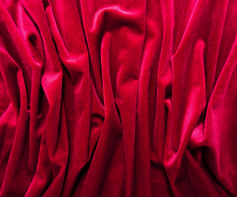 Red Recycled Poly Spandex Stretch Velvet Knit Fabric