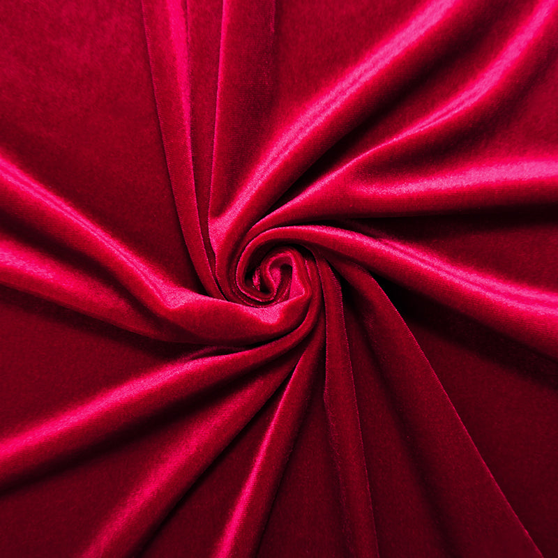 Red Recycled Poly Spandex Stretch Velvet Knit Fabric