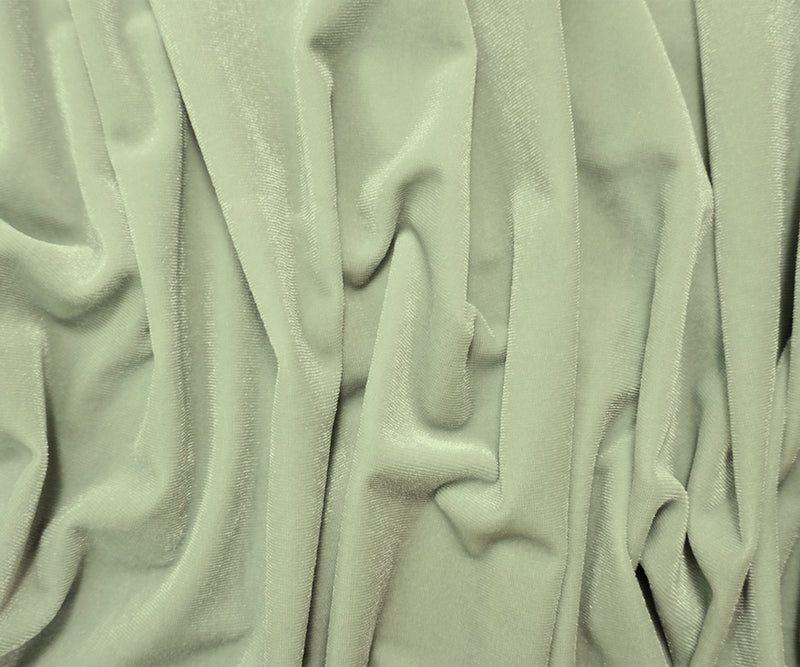 Sage Green Poly Spandex Stretch Velvet Knit Fabric