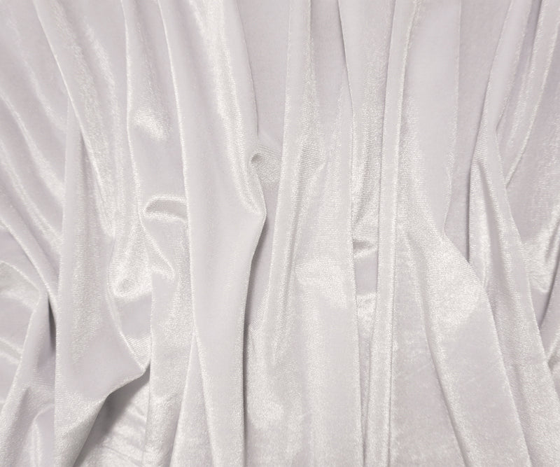 White Poly Stretch Spandex Velvet Knit Fabric