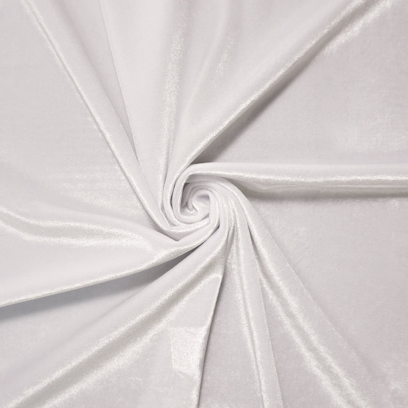 White Poly Stretch Spandex Velvet Knit Fabric