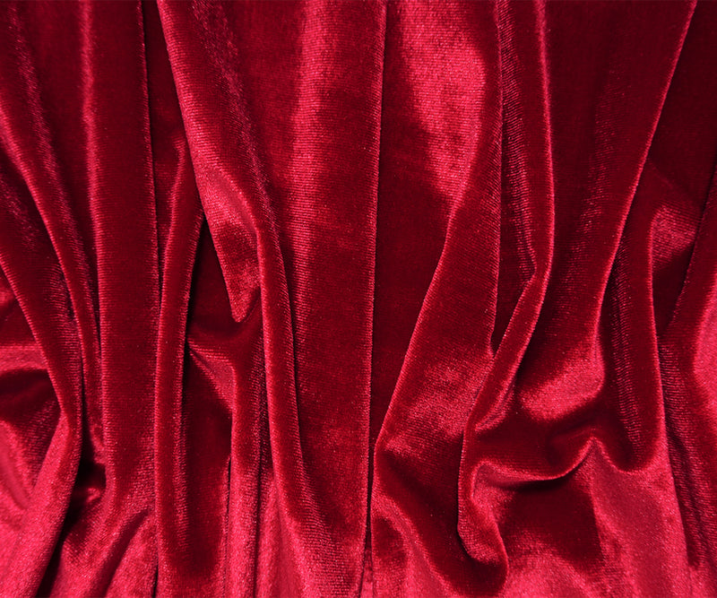 Red Poly Spandex Stretch Velvet Knit Fabric