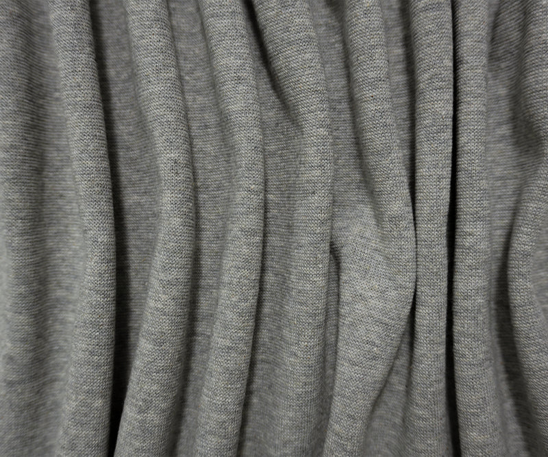 Heather Gray Cotton Stretch 1x1 Rib Knit Fabric