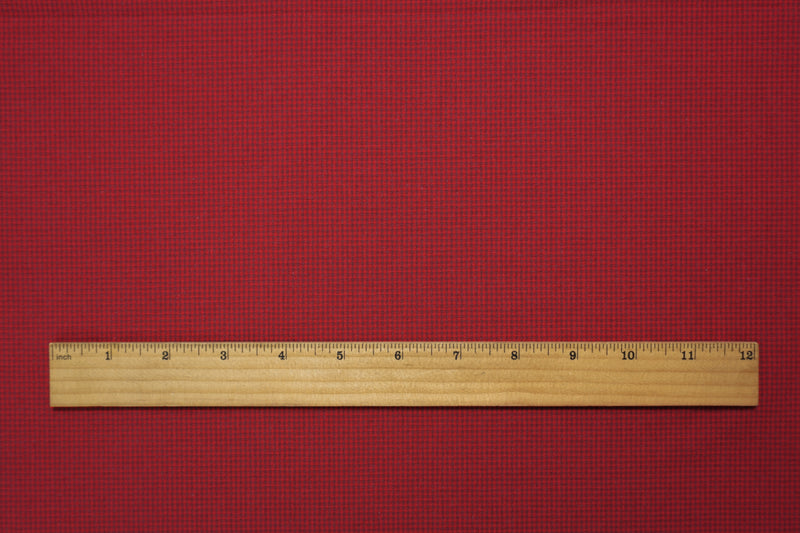 Red-Deep Burgundy Cotton Micro Check Woven Fabric