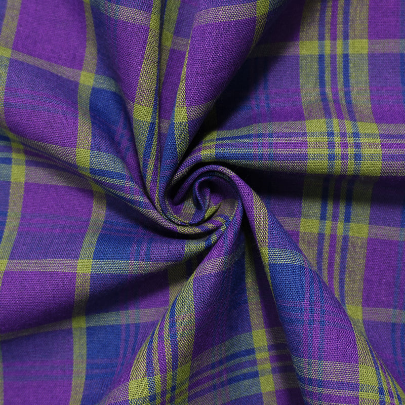2 1/2 YD PC Purple-Multi Cotton-Poly Plaid Madras Woven Fabric