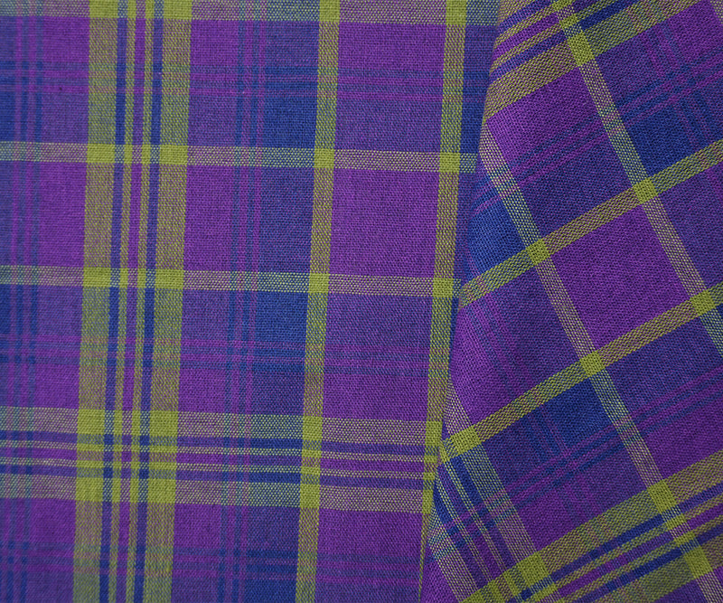 2 1/2 YD PC Purple-Multi Cotton-Poly Plaid Madras Woven Fabric
