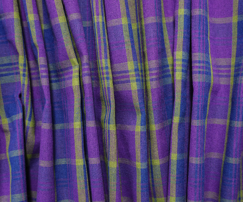 2 1/2 YD PC Purple-Multi Cotton-Poly Plaid Madras Woven Fabric