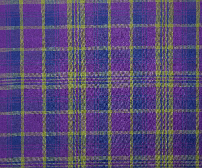 2 1/2 YD PC Purple-Multi Cotton-Poly Plaid Madras Woven Fabric