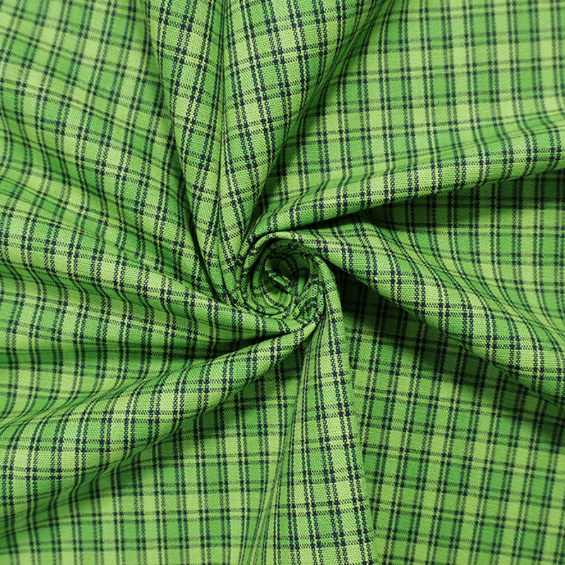 Lime Green Cotton Plaid Check Madras Woven Fabric